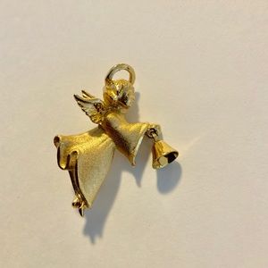 Vintage Flying Angel with Bell Pin